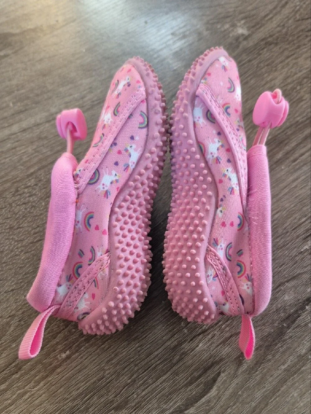 Girls' Pink Unicorn & Rainbow Water Shoes with Toggle Closure